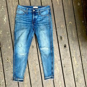 9 inch rip and repair Madewell Skinny jeans.